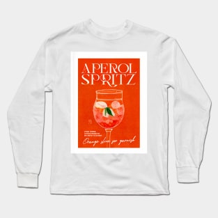Retro Aperol Spritz Poster Art Nouveau Homebar, Kitchen Bar Prints, Vintage Drinks, Recipe, Wall Art Long Sleeve T-Shirt